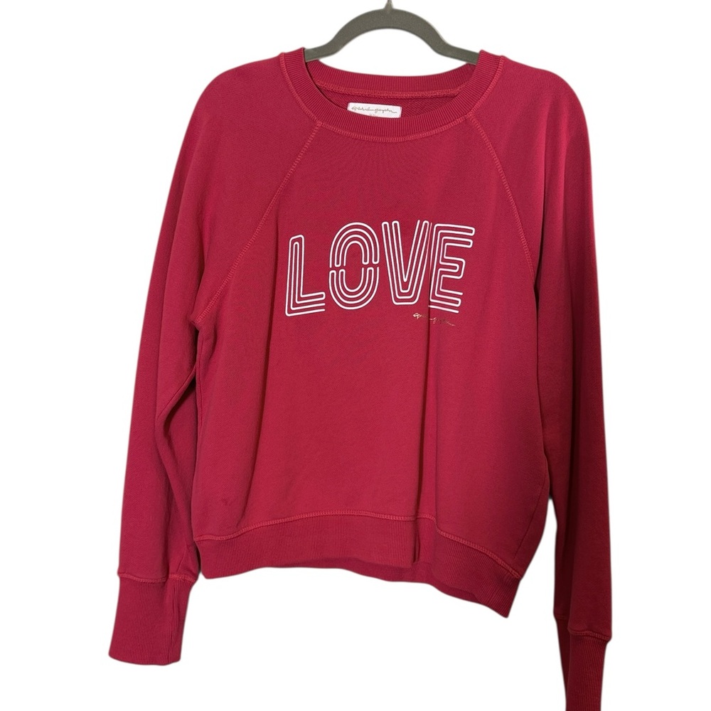 Spiritual Gangster Women’s Vibrant Berry Red Love Cotton Terry Sweatshirt Sz S